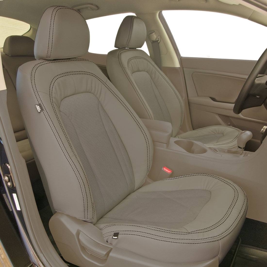 IVORY wrap, Perf Inserts, DRK BROWN double stitching