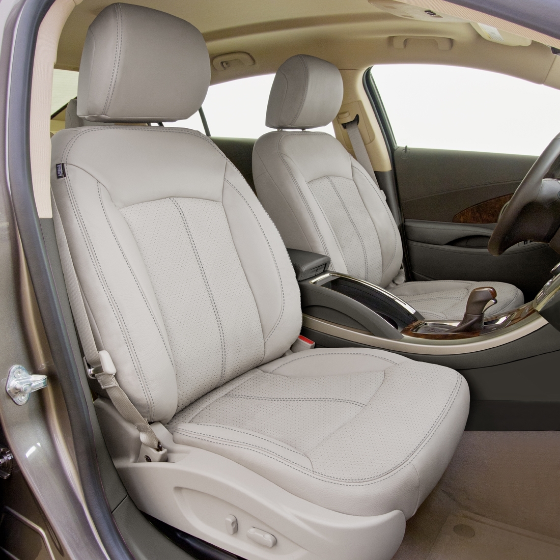 DOVE GREY wrap, Perf Combo, LT GREY double stitching