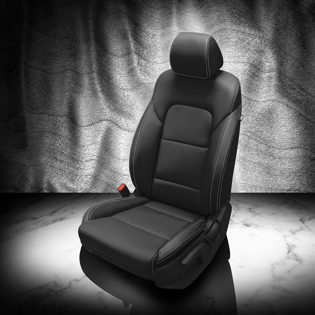 BLACK wrap, Perf Combo, SILVER contrast all stitch