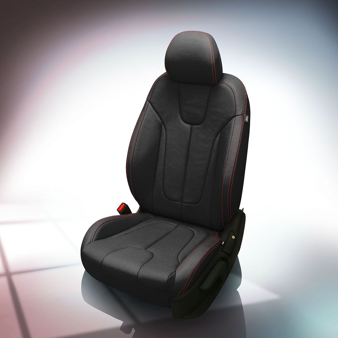 BLACK wrap, Perf Inserts, RED contrast stitch