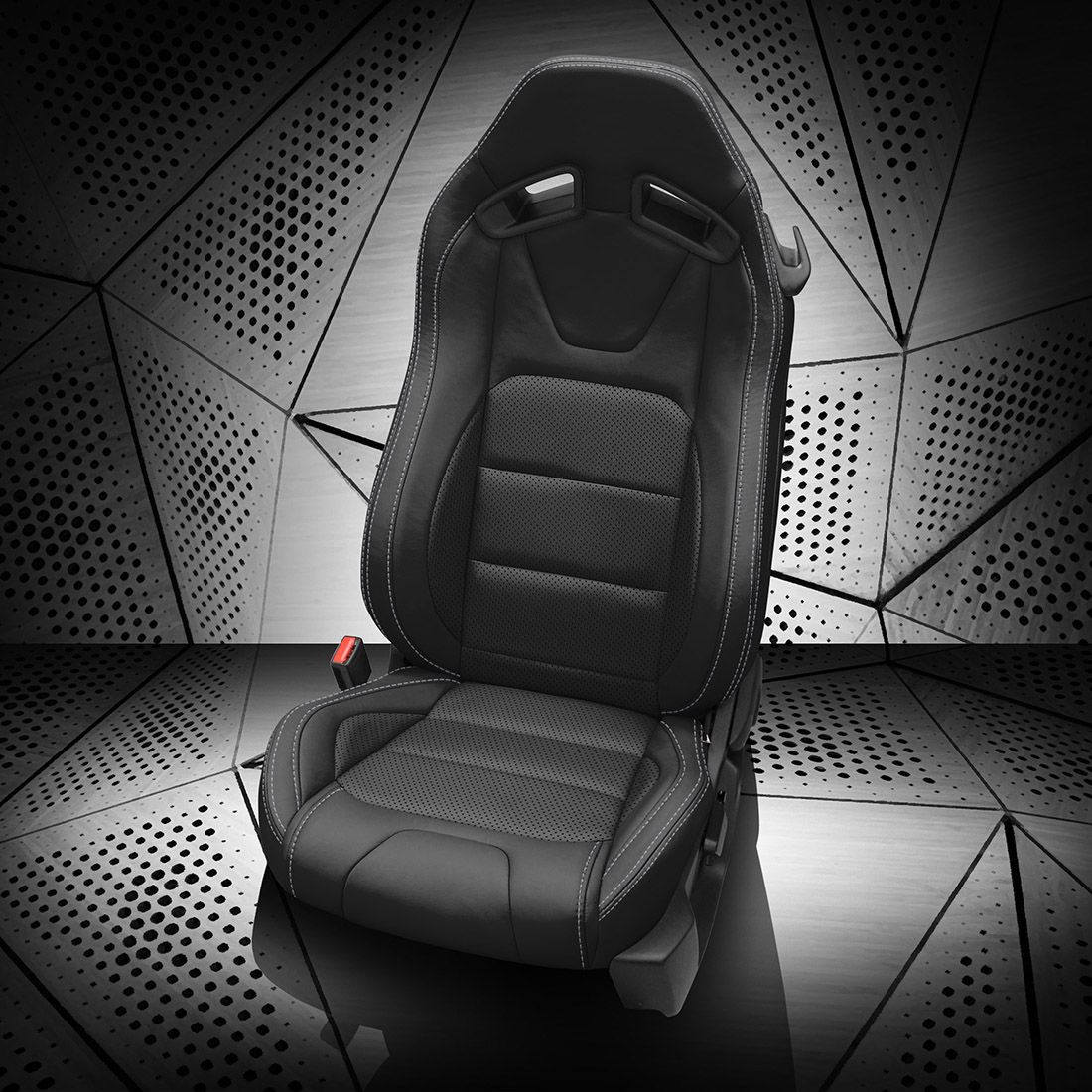 BLACK wrap, Perf Inserts & Wings, SILVER contrast all stitch