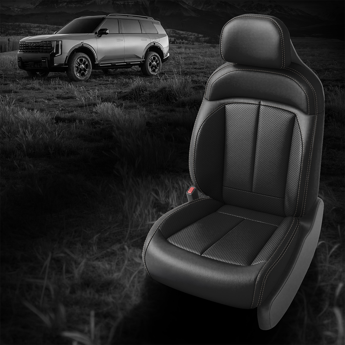 BLACK wrap, Perf Inserts & Wings, STONE contrast all stitch