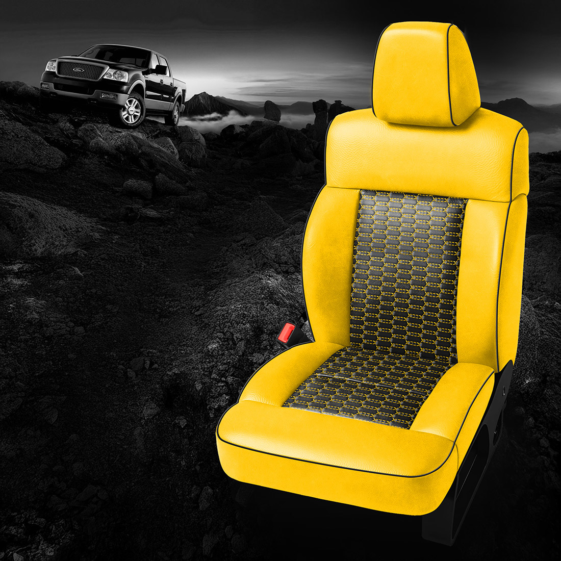HYPER YELLOW wrap, BLACK Insert, BLACK piping, Tek Stitch DOUBLE HEX INSERTS, HYPER YELLOW TekColor