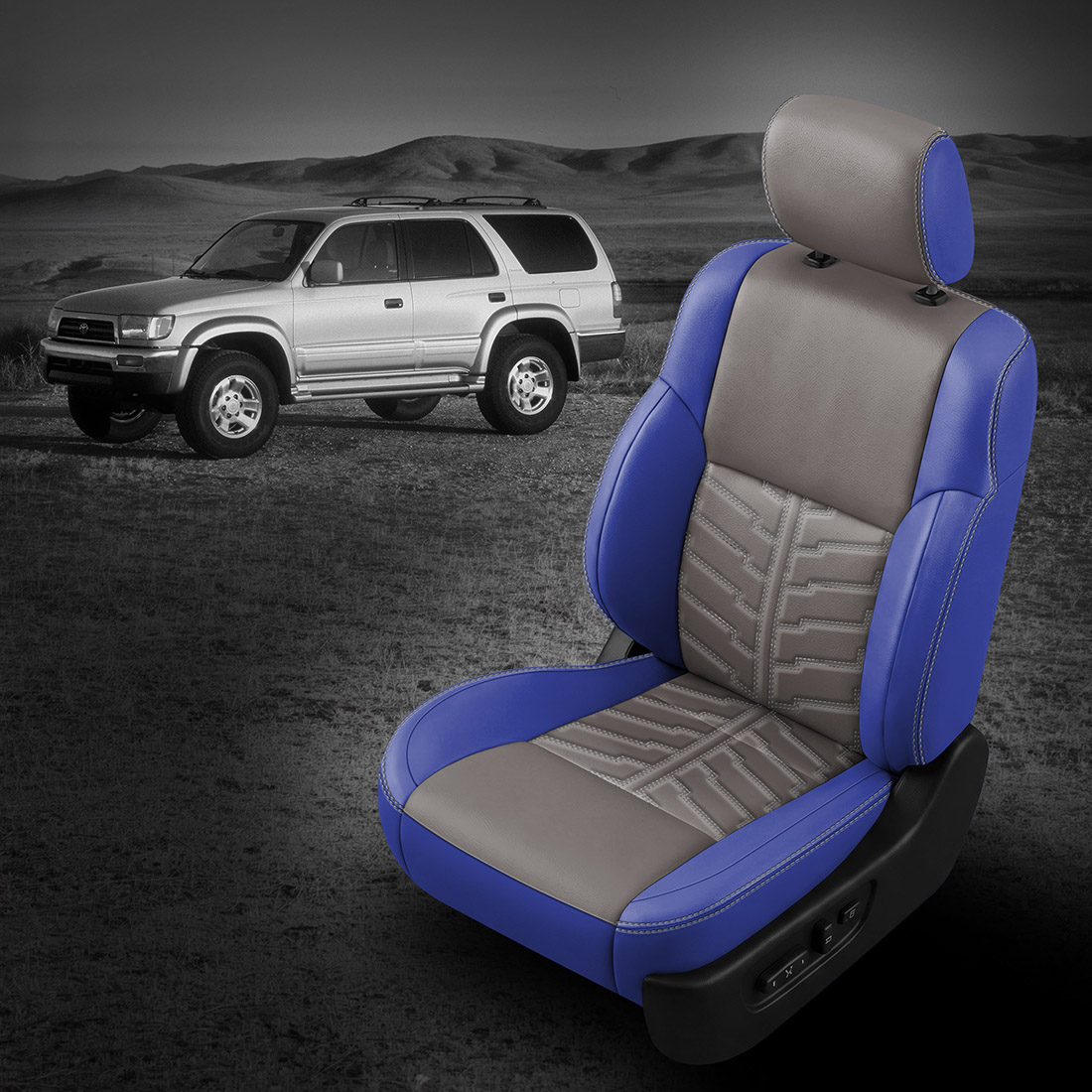 COBALT wrap, STONE Center, SILVER contrast all stitch, Tek Stitch ELEKTRITEK INSERTS, SILVER TekColor