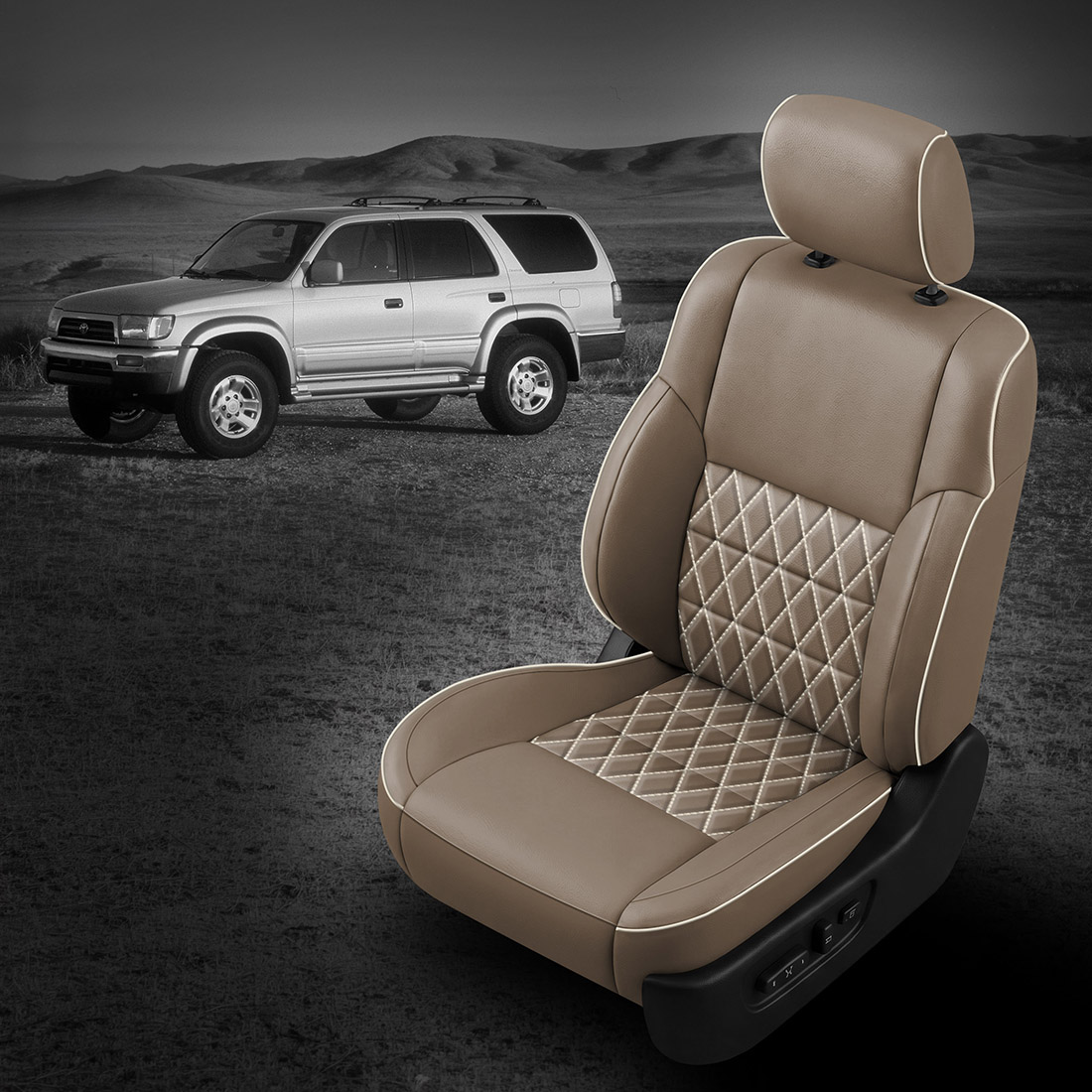 DESERT wrap, PEARL piping, Tek Stitch SINGLE DIAMOND INSERTS, PEARL TekColor