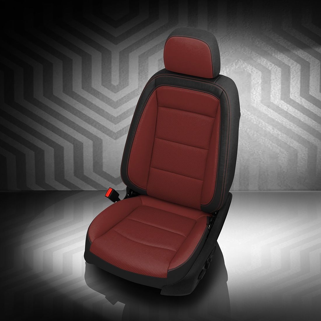 BLACK wrap, MED RED Facing, Perf Combo, MED RED contrast all stitch