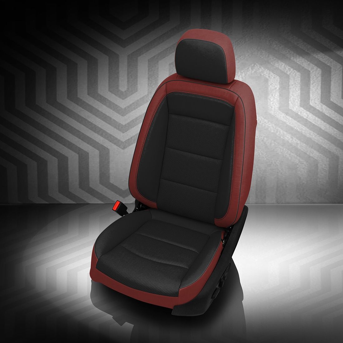 MED RED wrap, BLACK Facing, Perf Combo, BLACK piping