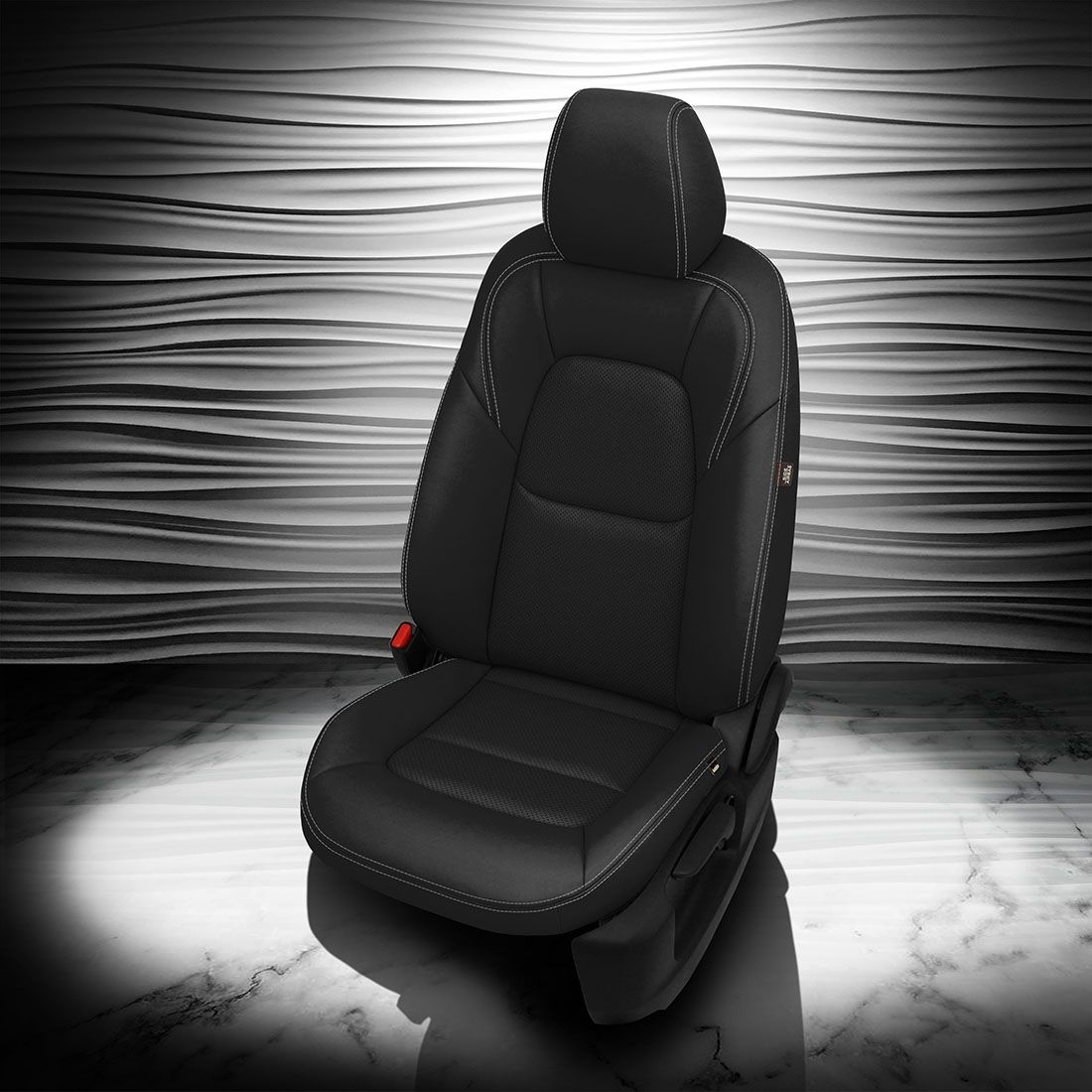 BLACK wrap, Perf Inserts, SILVER contrast all stitch