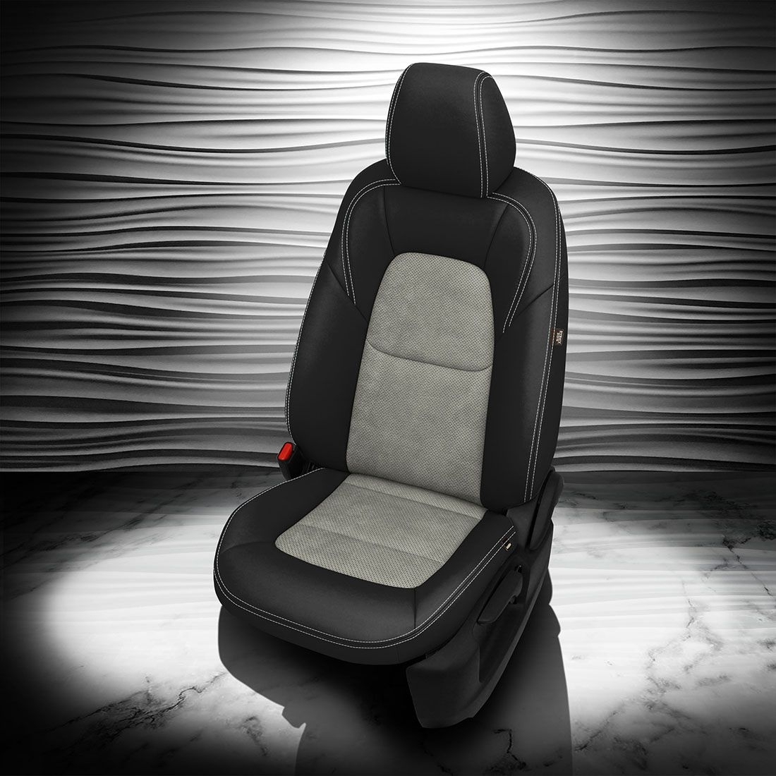 BLACK wrap, ~3050 HEATHER Insert, Perf Inserts, CEMENT contrast all stitch