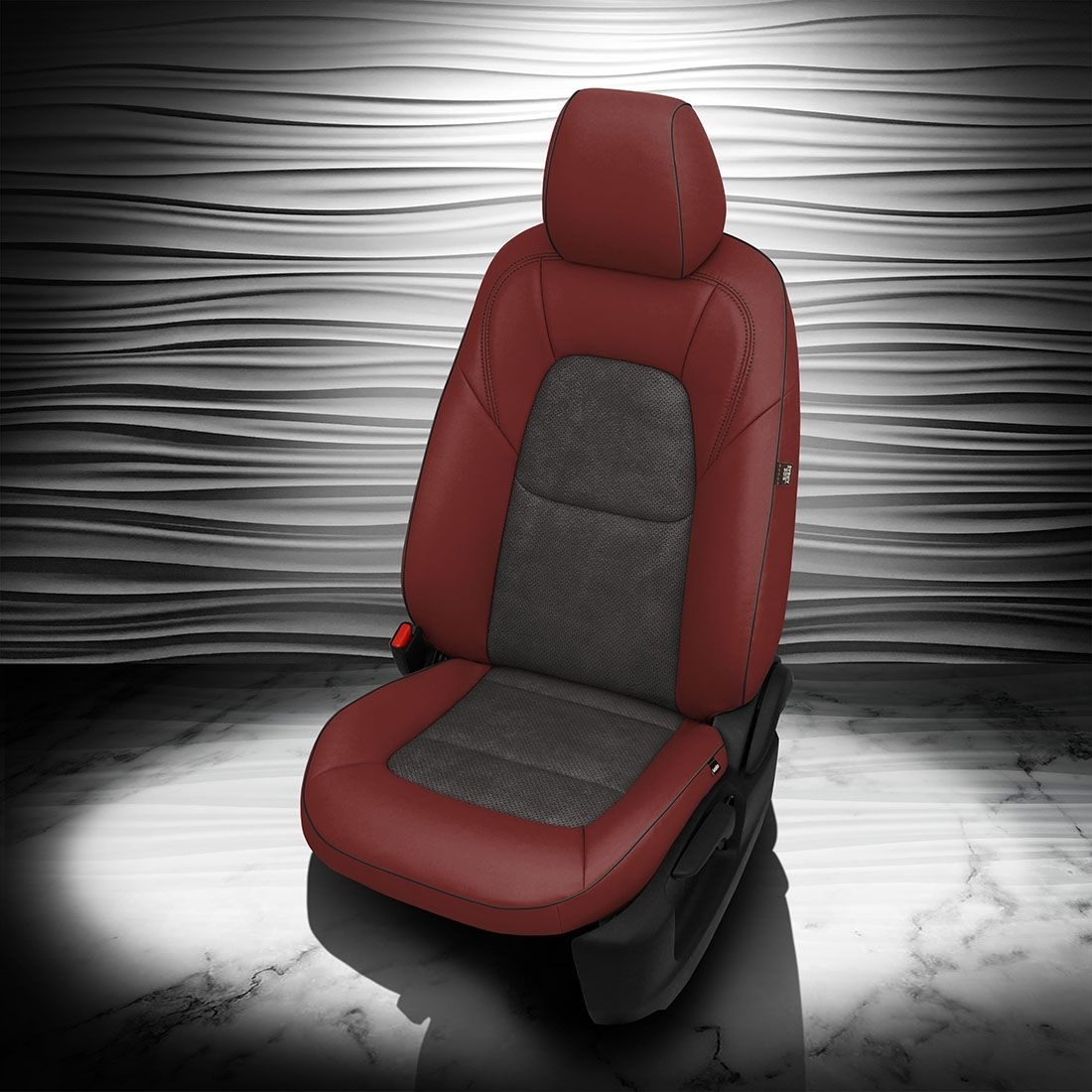 MED RED wrap, ~6929 DARK SLATE Insert, Perf Inserts, BLACK piping