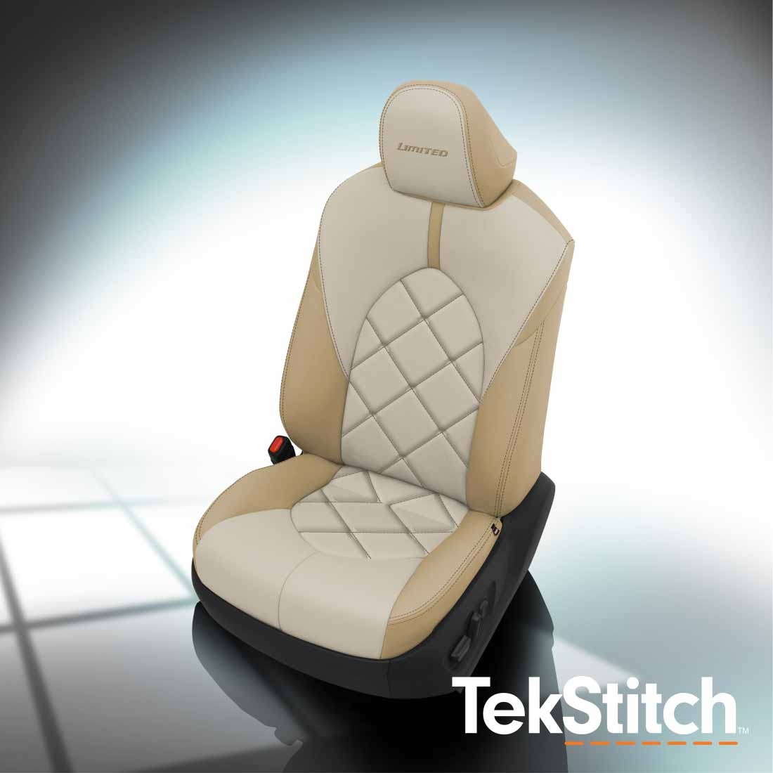 Biscuit wrap, Alabaster center, Biscuit wings,
Beige contrast all stitch, Tekstitch Mega Diamond insert, Tek color Beige, Limited logo on headrest