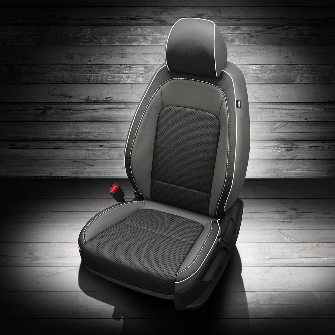 ICE GREY wrap, BLACK Facing, Perf Combo, PEARL contrast all stitch, ICE GREY wings