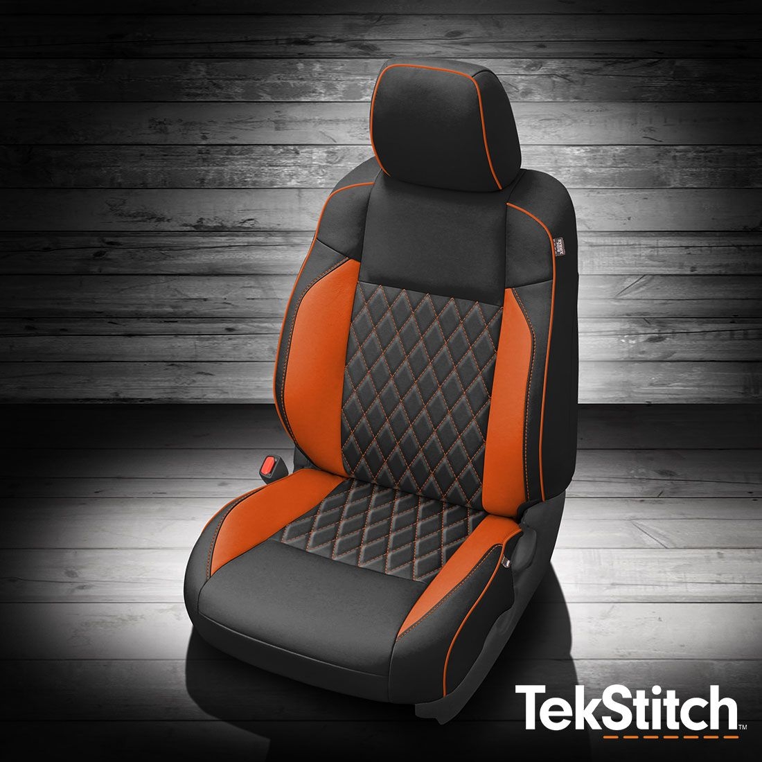 Black wrap, Tangerine wings, Tangerine contrast all stitch, Tangerine piping, TekStitch Diamond insert, Tek Color Tangerine