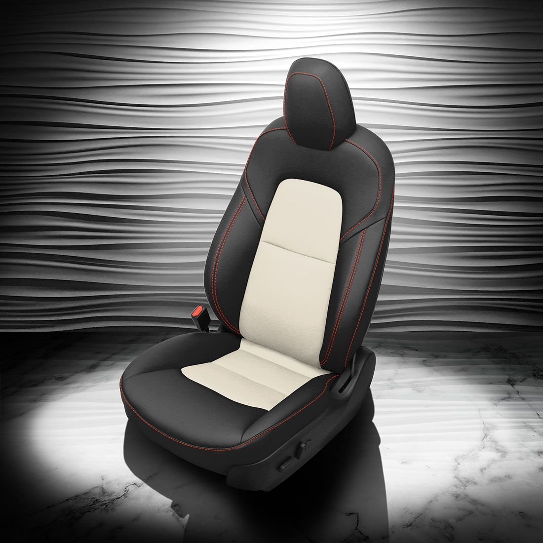 BLACK wrap, PEARL Insert, RED contrast all stitch