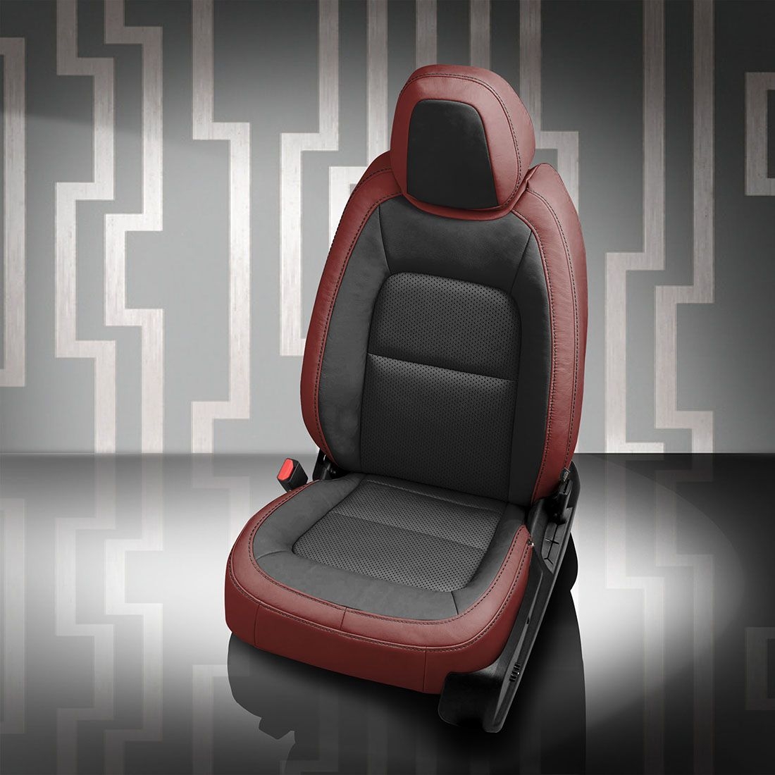 MED RED wrap, BLACK Facing, Perf Inserts, BLACK contrast all stitch, MED RED wings