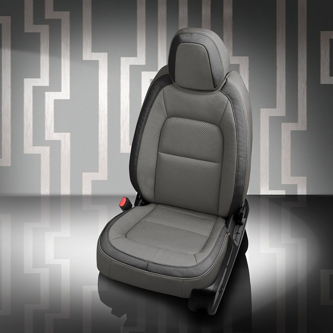 ICE GREY wrap, BLACK Wings, Perf Inserts, BLACK contrast all stitch
