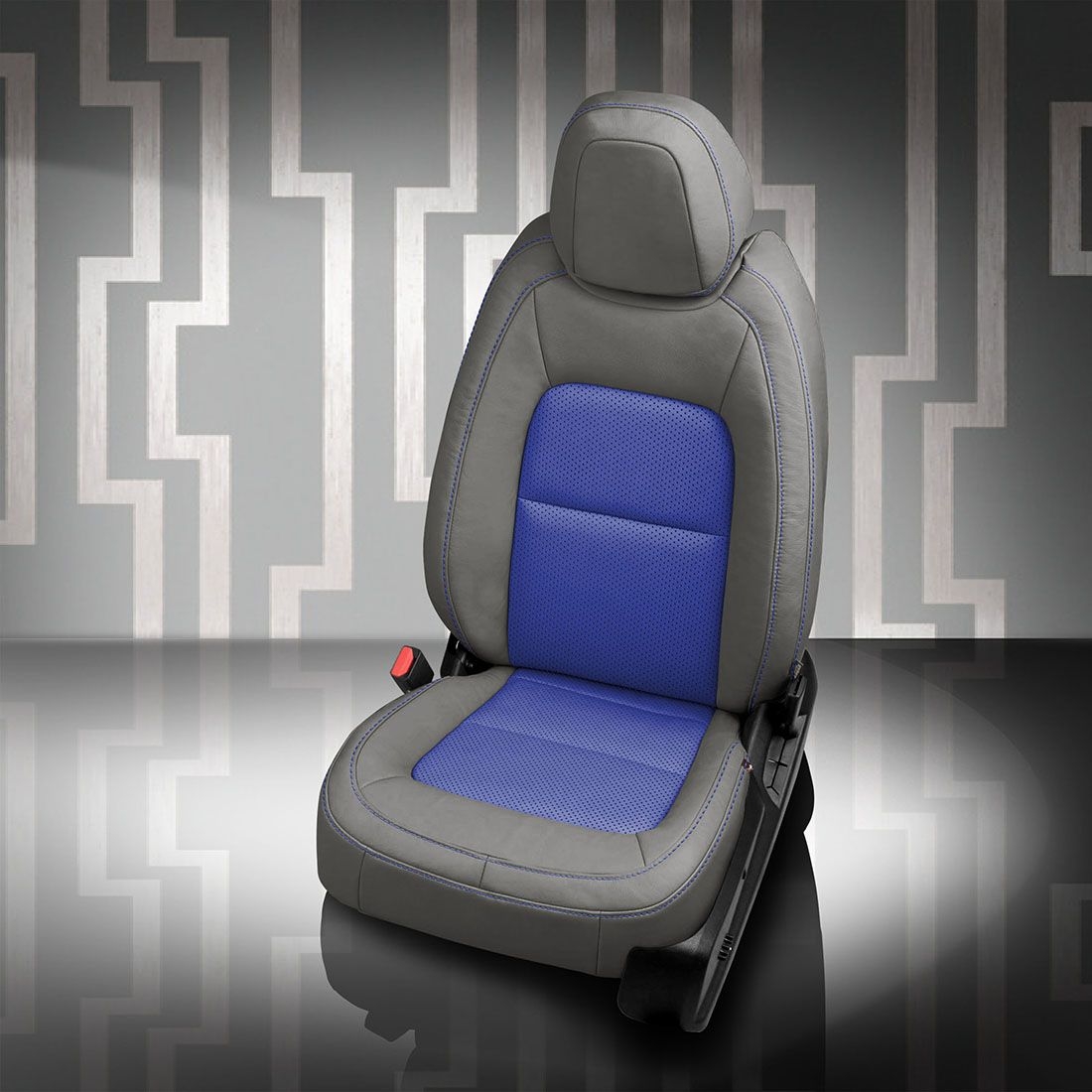 ICE GREY wrap, COBALT Insert, Perf Inserts, COBALT contrast all stitch