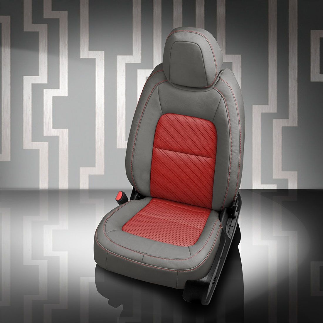 ICE GREY wrap, RED Insert, Perf Inserts, RED contrast all stitch
