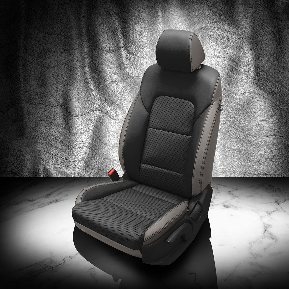 ASH wrap, BLACK Facing, Perf Combo, BLACK contrast all stitch, ASH wings