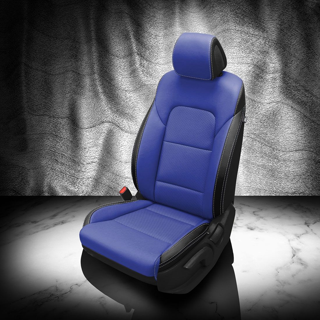 BLACK wrap, COBALT Facing, Perf Inserts, SILVER contrast all stitch, BLACK wings