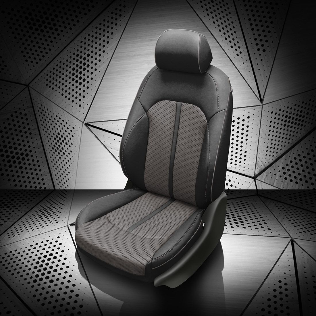 BLACK wrap, LT GREY Combo, Perf Combo, LT GREY piping, BLACK wings