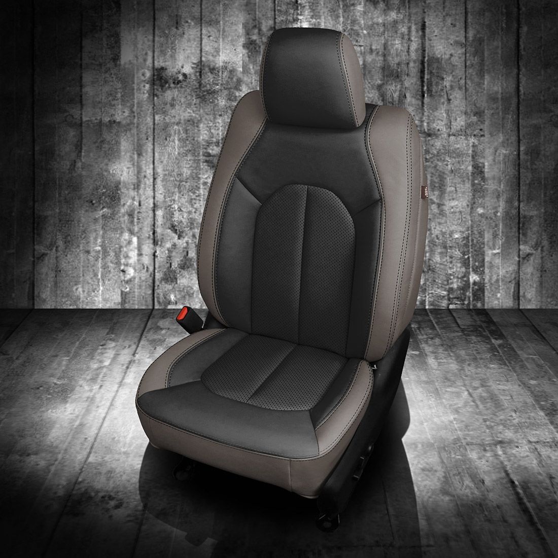 SMOKE wrap, BLACK Facing, Perf Inserts, BLACK contrast all stitch, SMOKE wings