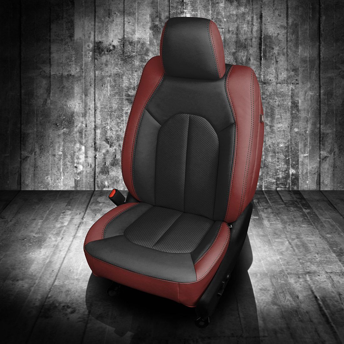 MED RED wrap, BLACK Facing, Perf Inserts, BLACK contrast all stitch, MED RED wings
