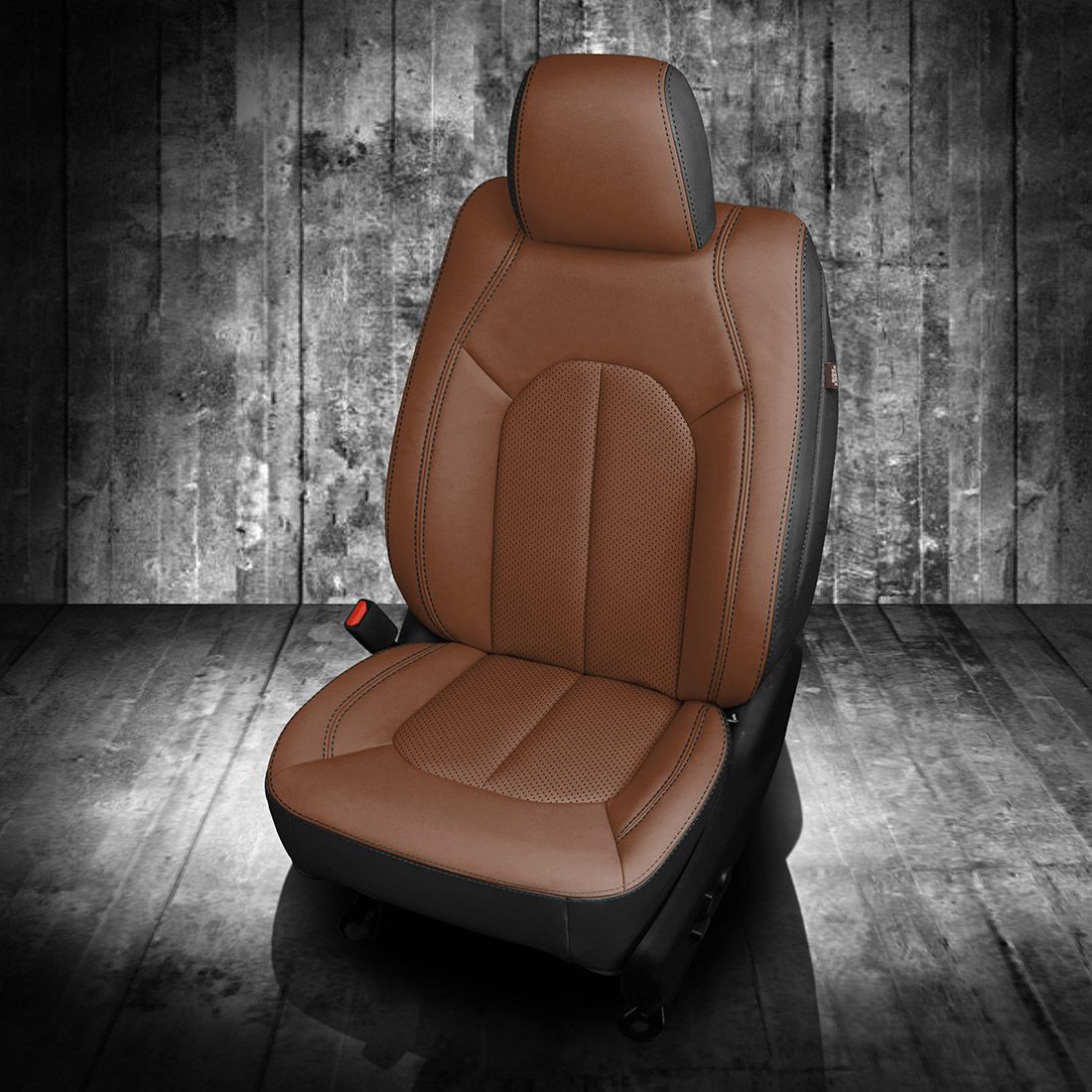 BLACK wrap, MAHOGANY Facing, Perf Inserts, BLACK contrast all stitch