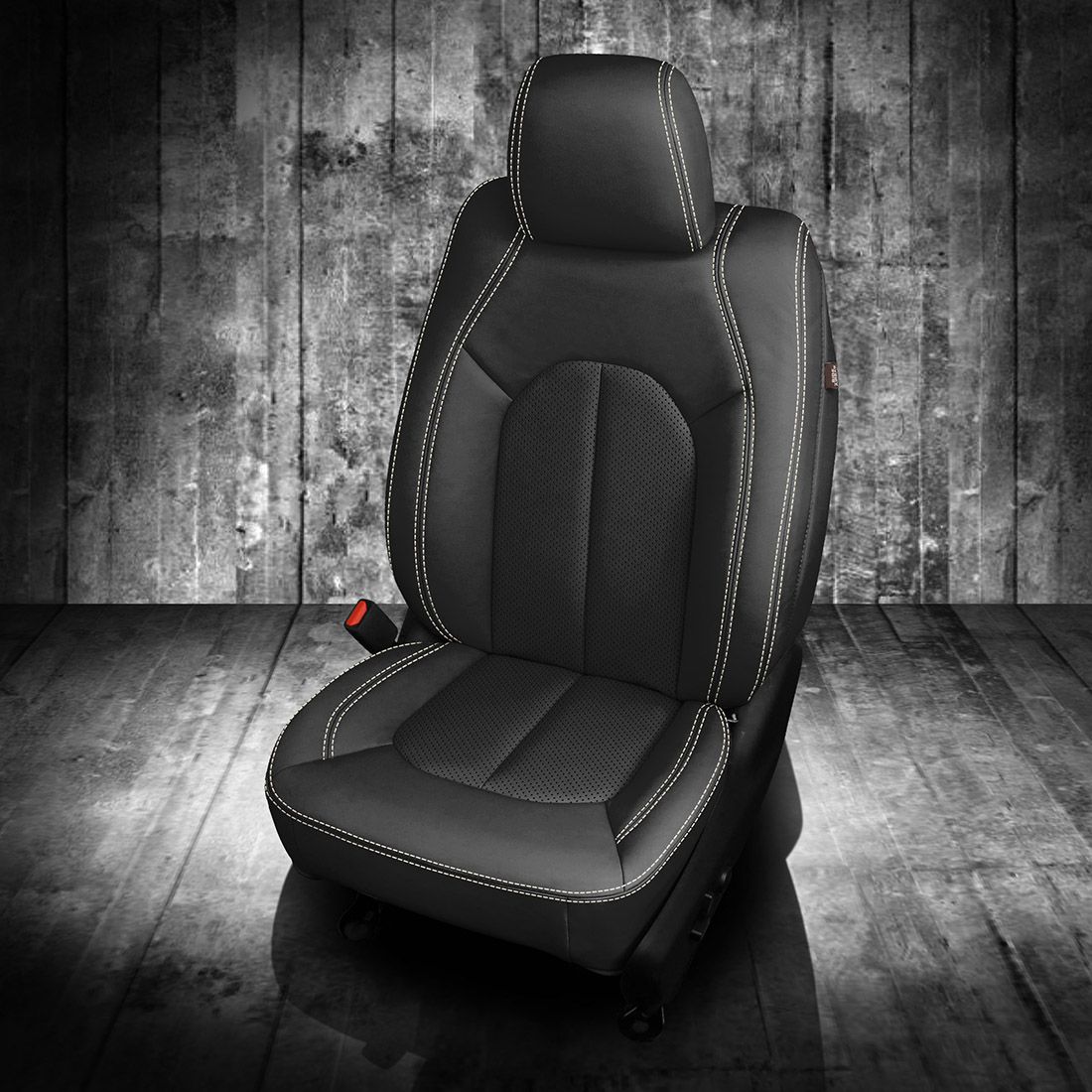 BLACK wrap, Perf Inserts, PEARL contrast all stitch