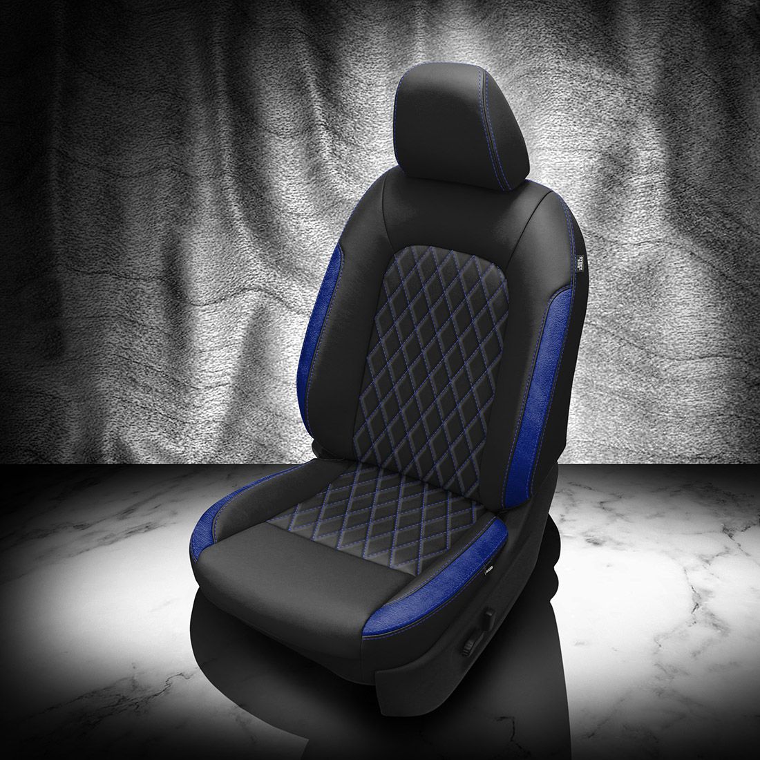 Black wrap, tekstitch Diamond Insert, Sapphire Suedezkin wings, Cobalt contrast all stitch, Tek color Cobalt