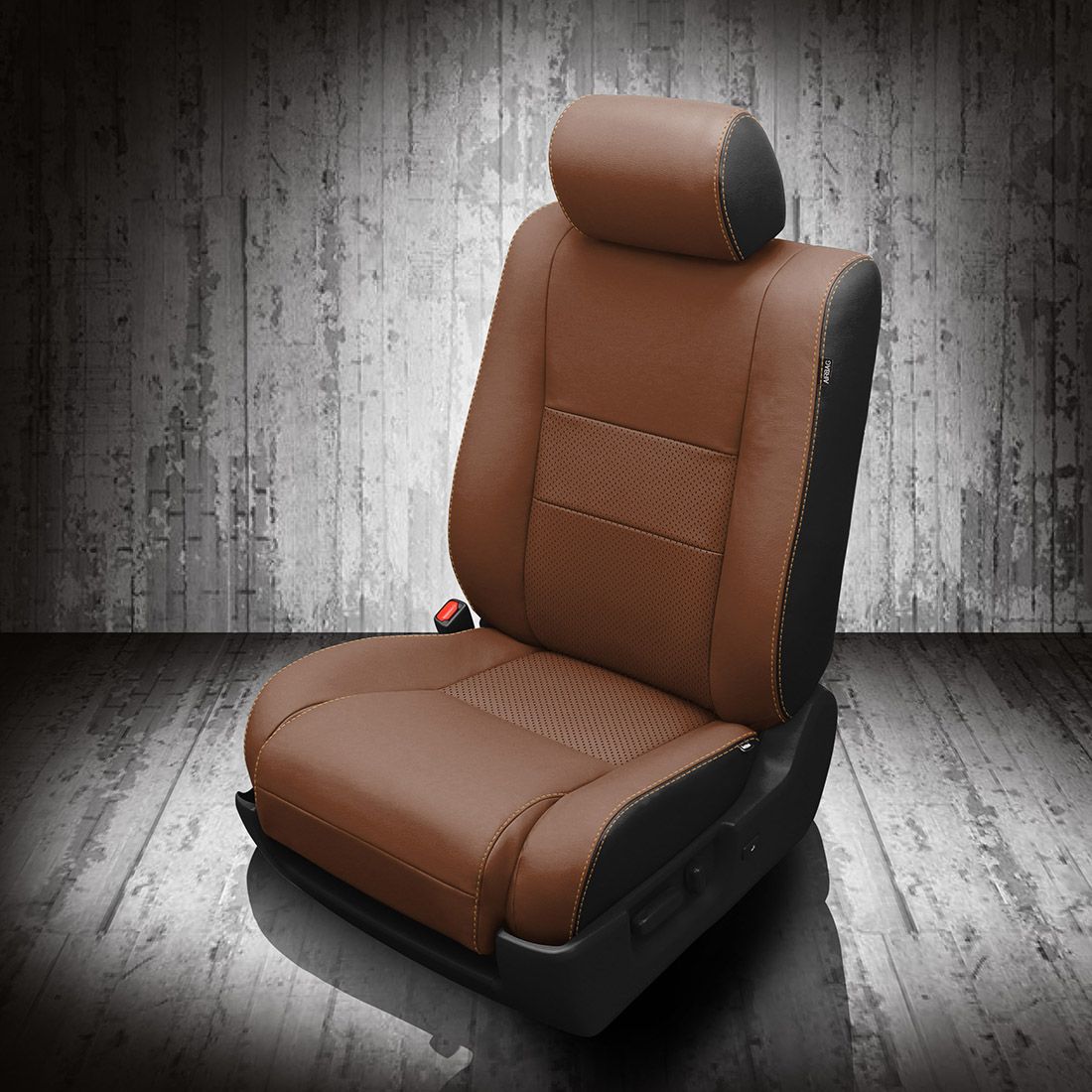 BLACK wrap, MAHOGANY Facing, Perf Inserts, TAN contrast all stitch
