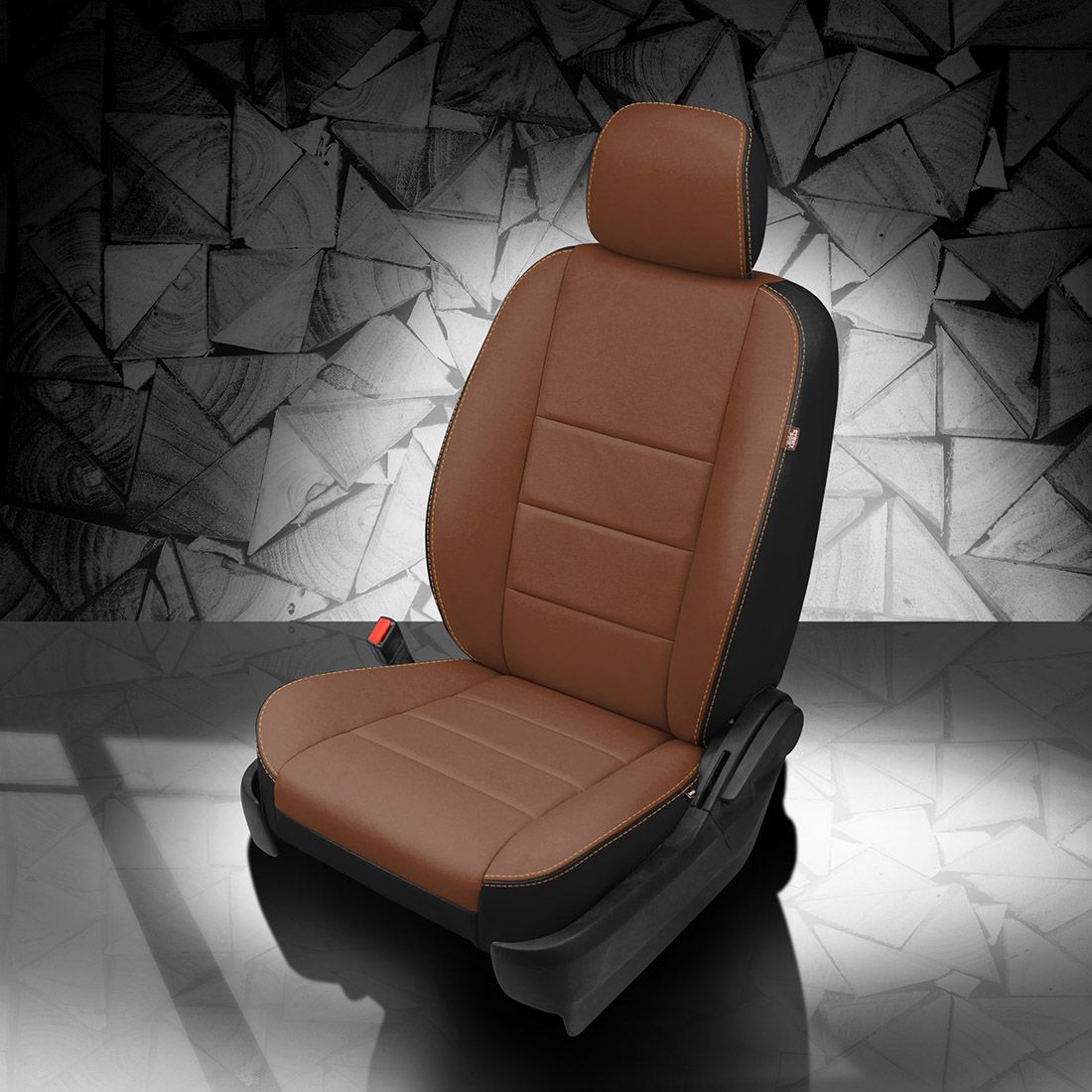 BLACK wrap, MAHOGANY Facing, TAN contrast all stitch