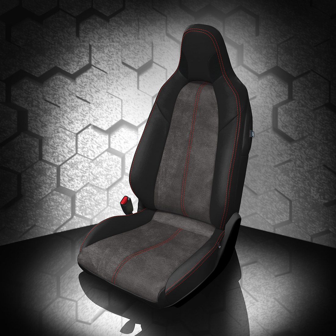BLACK wrap, ~6929 DARK SLATE Insert, RED contrast all stitch