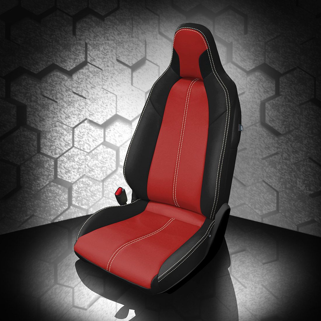 BLACK wrap, RED Center, PEARL contrast all stitch