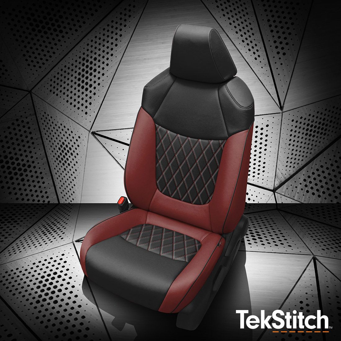 Medium Red wrap, Black center, tekstitch Diamond Insert, Black contrast all stitch, Black piping, Tek color Medium Red