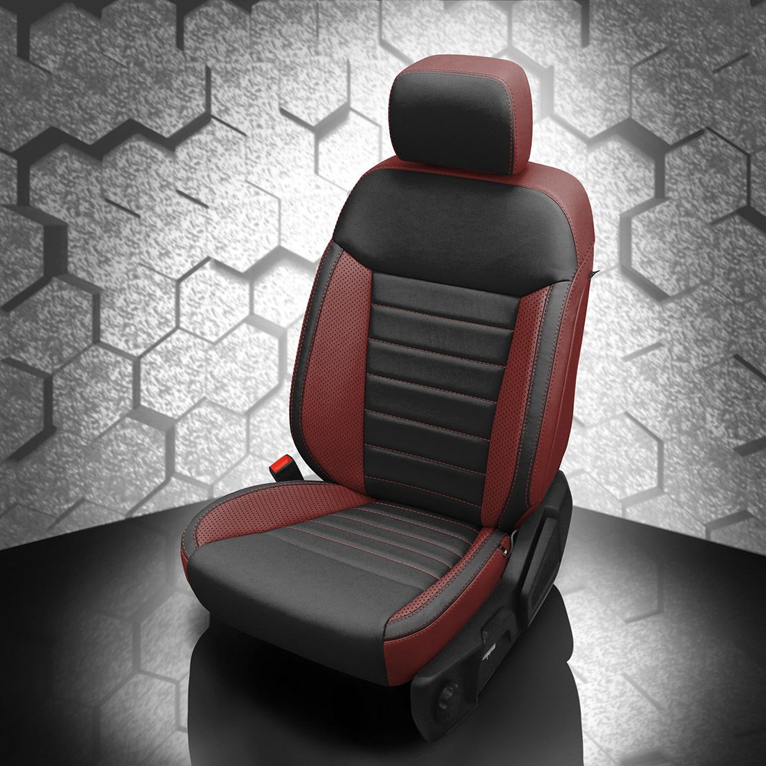 MED RED wrap, BLACK Facing, Perf Wings, MED RED contrast all stitch, MED RED wings