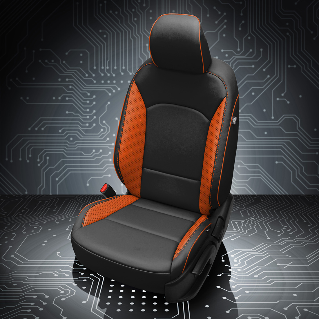 BLACK wrap, TANGERINE Wings, Perf Wings, TANGERINE piping