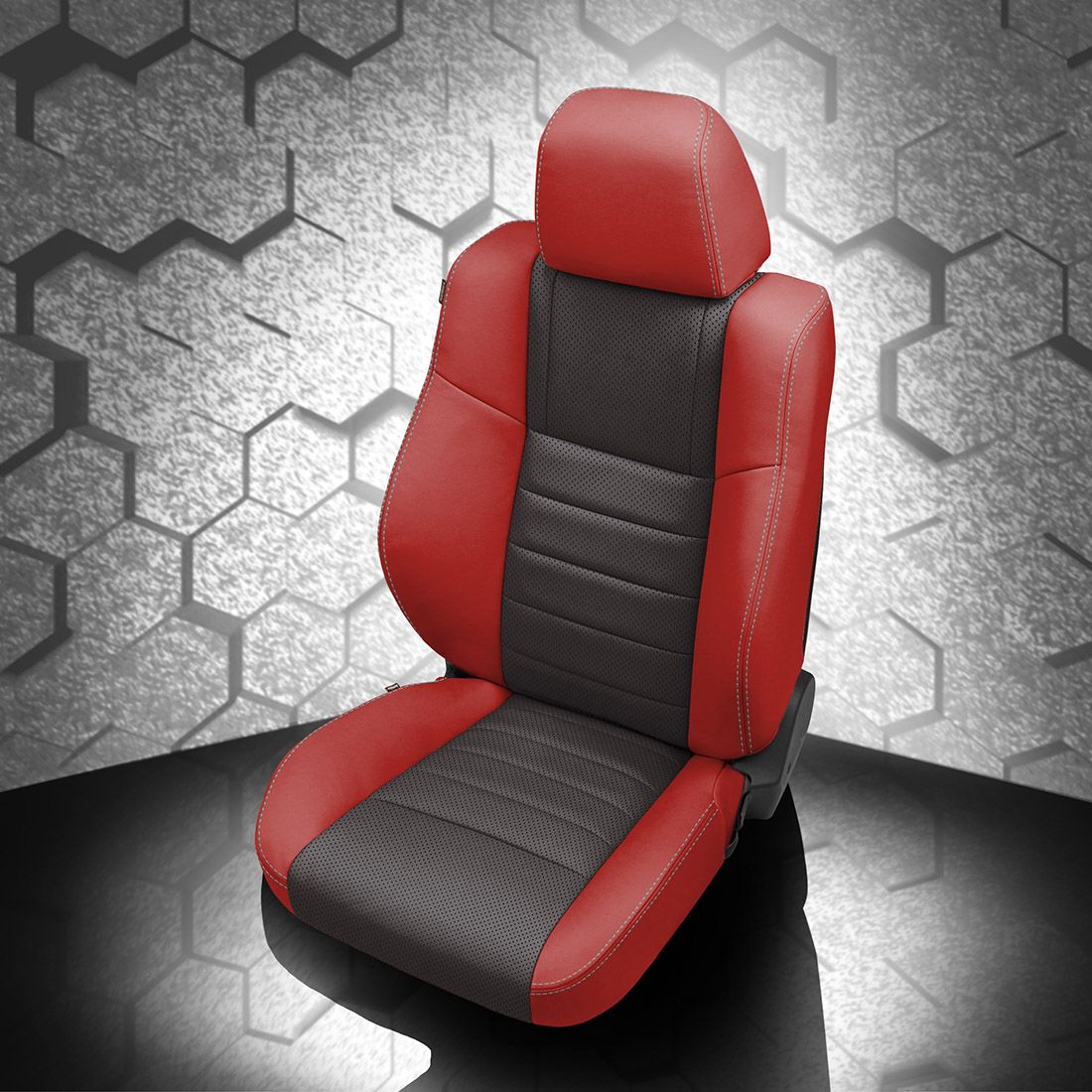 RED wrap, DK GRAPHITE Body, Perf Body, SILVER contrast all stitch