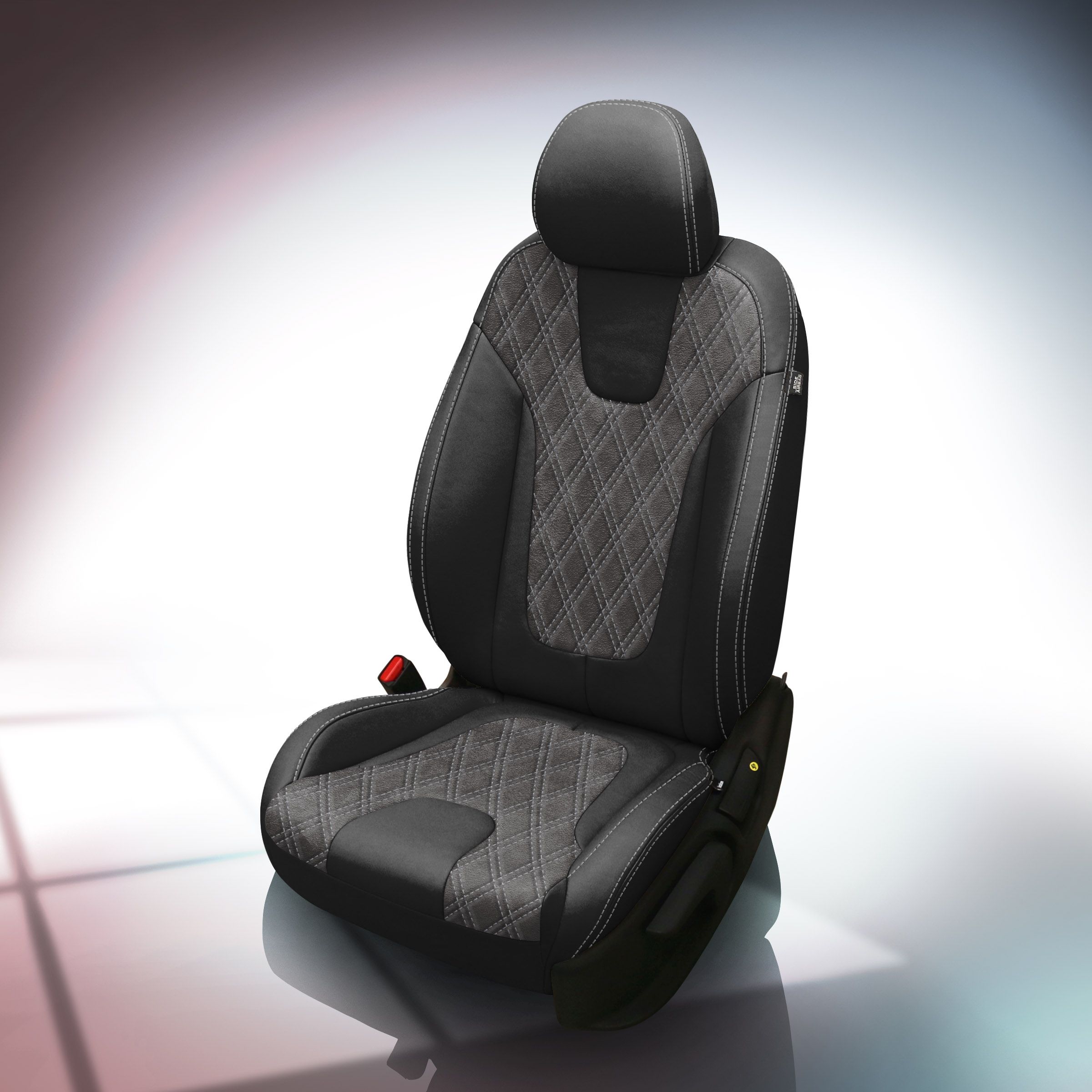 Black wrap, Dark Slate Suedezkin insert, tekstitch Double Diamond Insert, Silver contrast all stitch, Tek color Silver