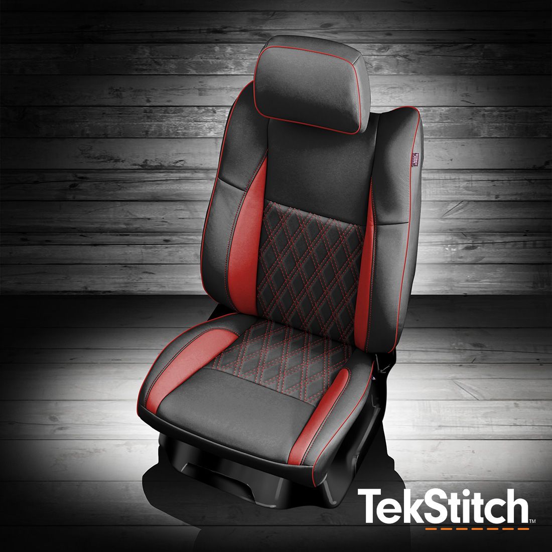 Black wrap, Red wings, Red contrast all stitch, Red piping, Tekstitch Double Diamond Insert, Tek color Red