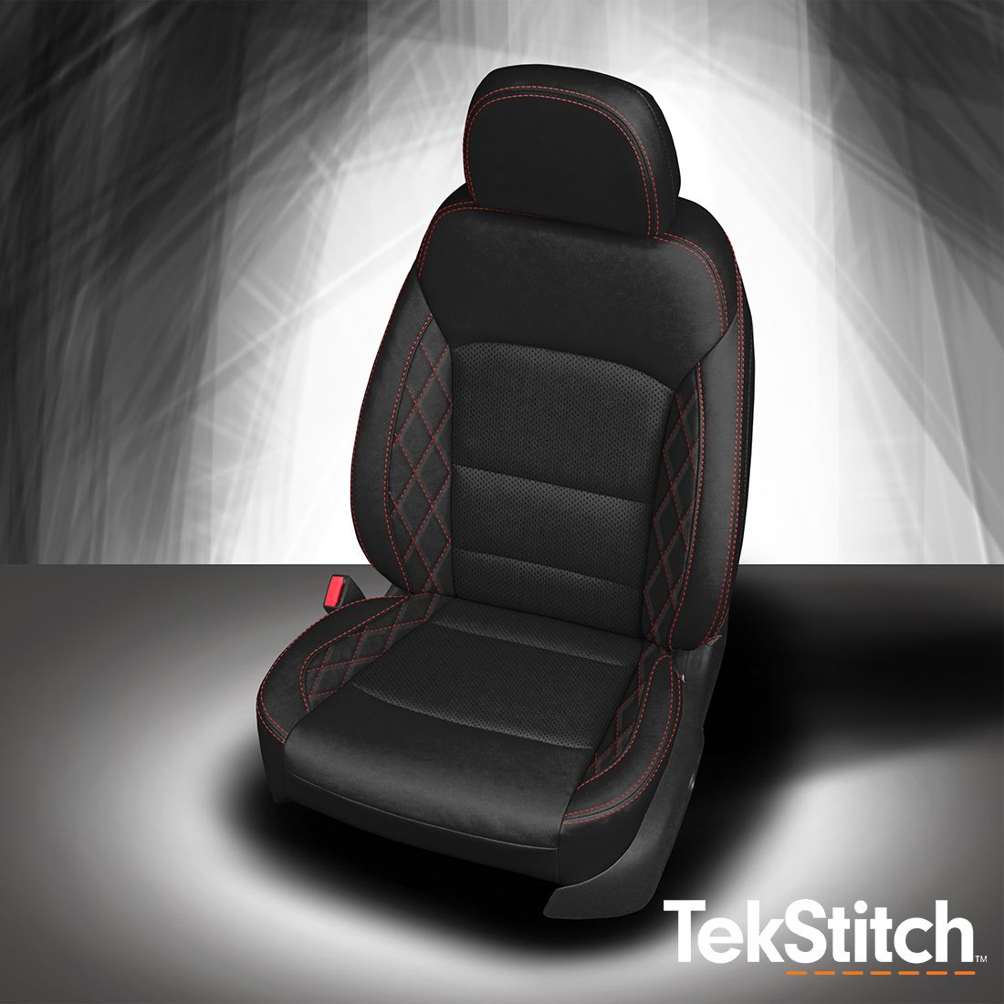 Black wrap, perf insert, Red contrast all stitch, Tekstitch Diamond Wings, Tek color Red