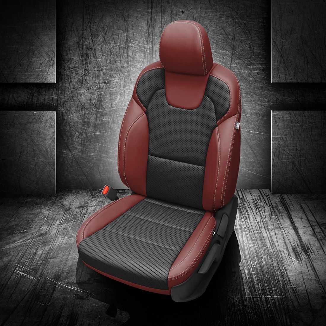 MED RED wrap, BLACK Body, Perf Body & Wings, SILVER contrast all stitch