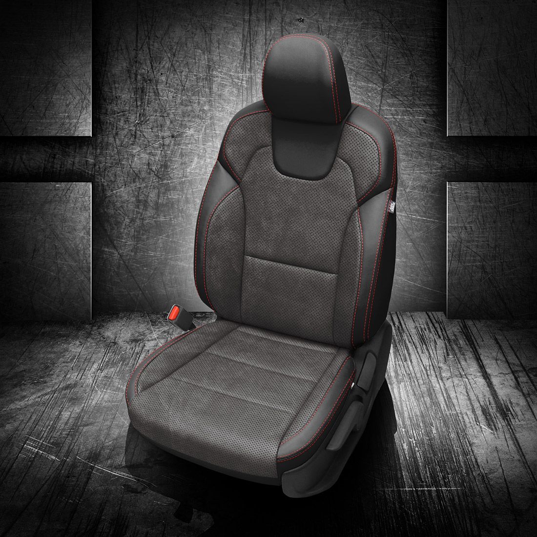 BLACK wrap, ~6929 DARK SLATE Body, Perf Body & Wings, RED contrast all stitch, ~6929 DARK SLATE wings