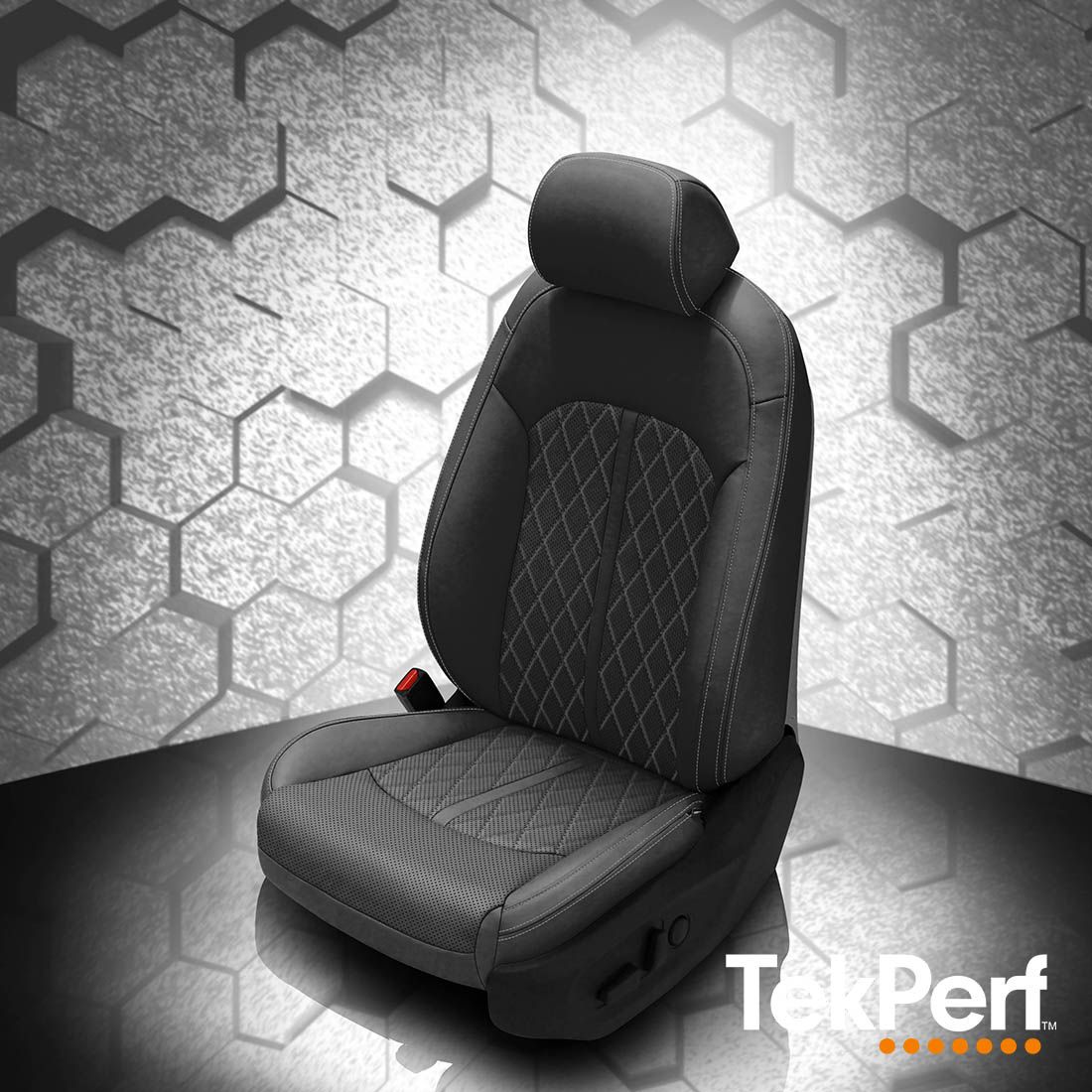 Black wrap, perf combo, Silver contrast all stitch, Tekstitch Diamond Insert, Tek Color Silver
