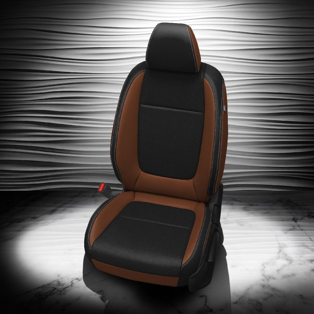 MAHOGANY wrap, BLACK Center, Perf Body, SILVER contrast all stitch, BLACK wings