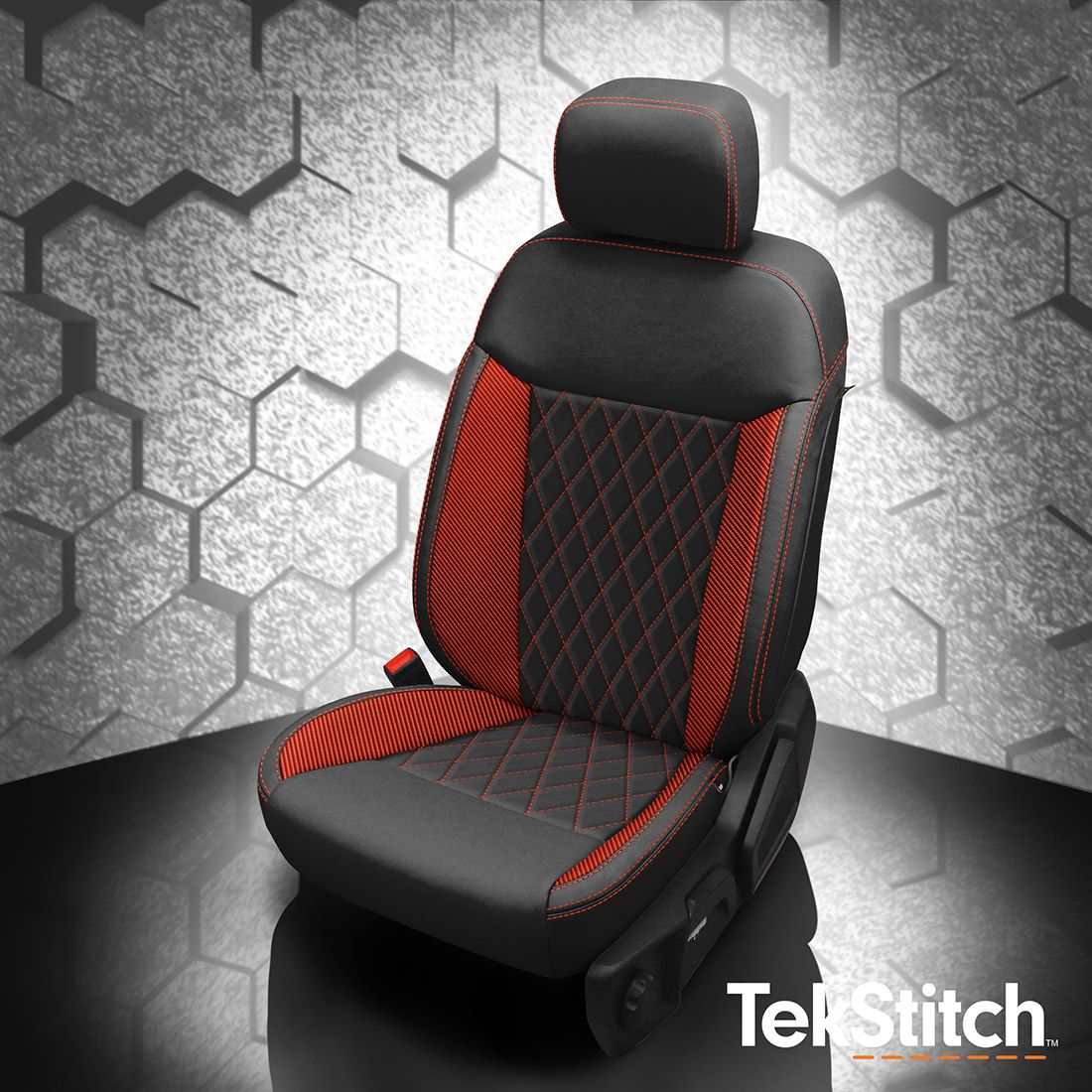 Black wrap, Carbon Crimson Vinyl wings, Salsa contrast all stitch no insert, TekStitch Diamond Insert, Tek color Salsa