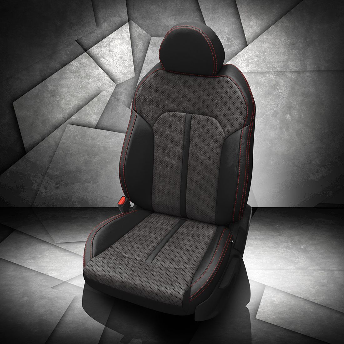 BLACK wrap, ~6929 DARK SLATE Body, Perf Body, RED contrast all stitch