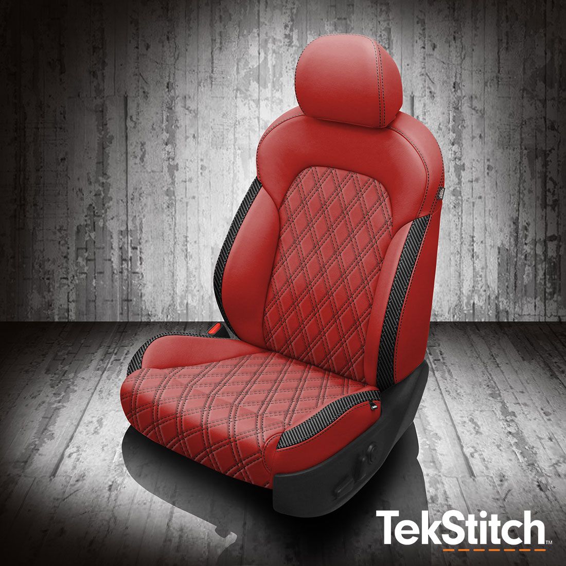 Red wrap, Carbon Shadow Vinyl wings, Black contrast all stitch, TekStitch Double Diamond Insert Black TekColor