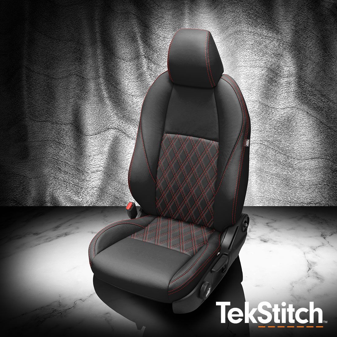 Black wrap, Red contrast all stitch, TekStitch Double Diamond Insert Red TekColor