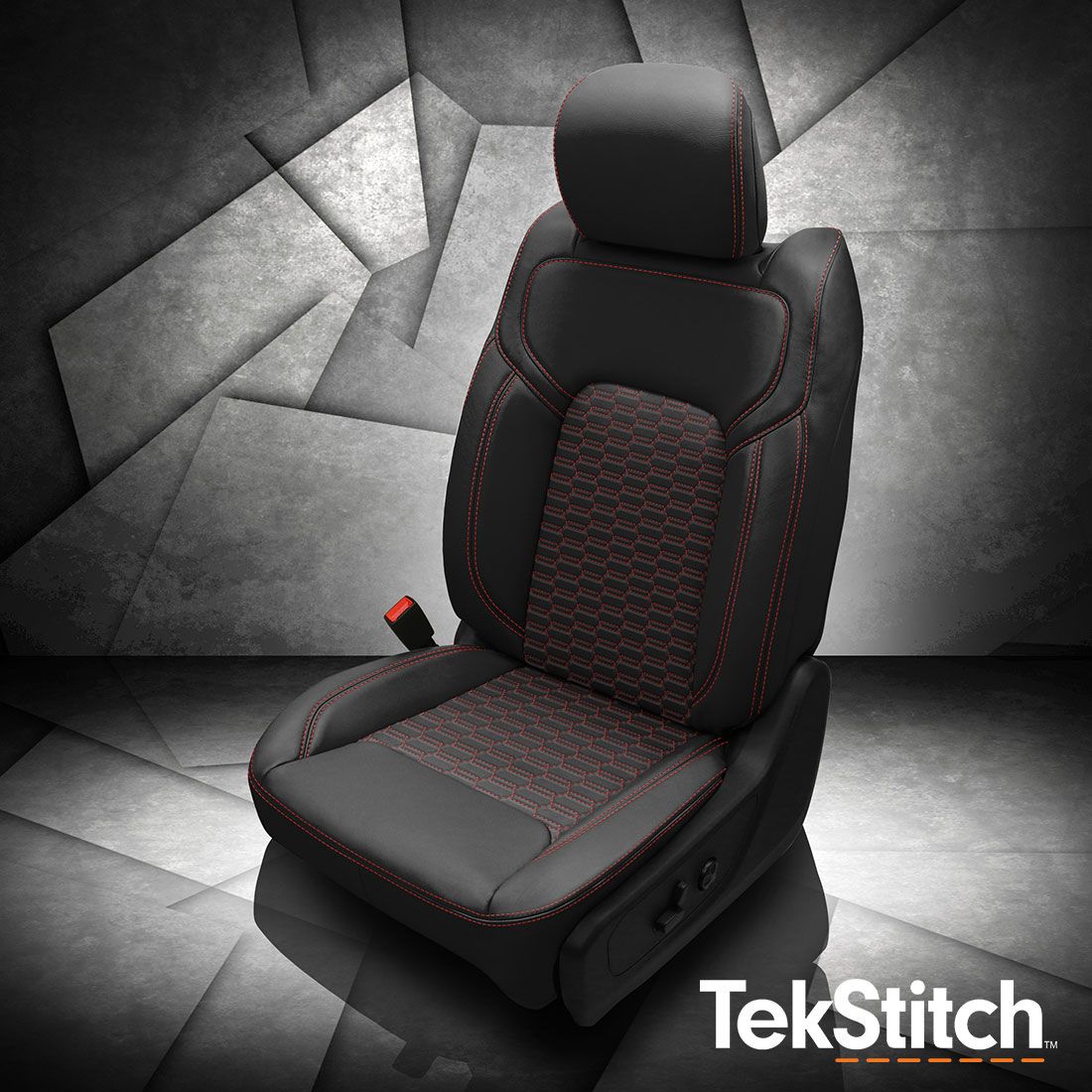 Black wrap, Red contrast all stitch, TekStitch Double Hex Tek Insert, Tek Color Red